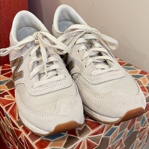 New Balance Women's Cream and Gold Sneakers